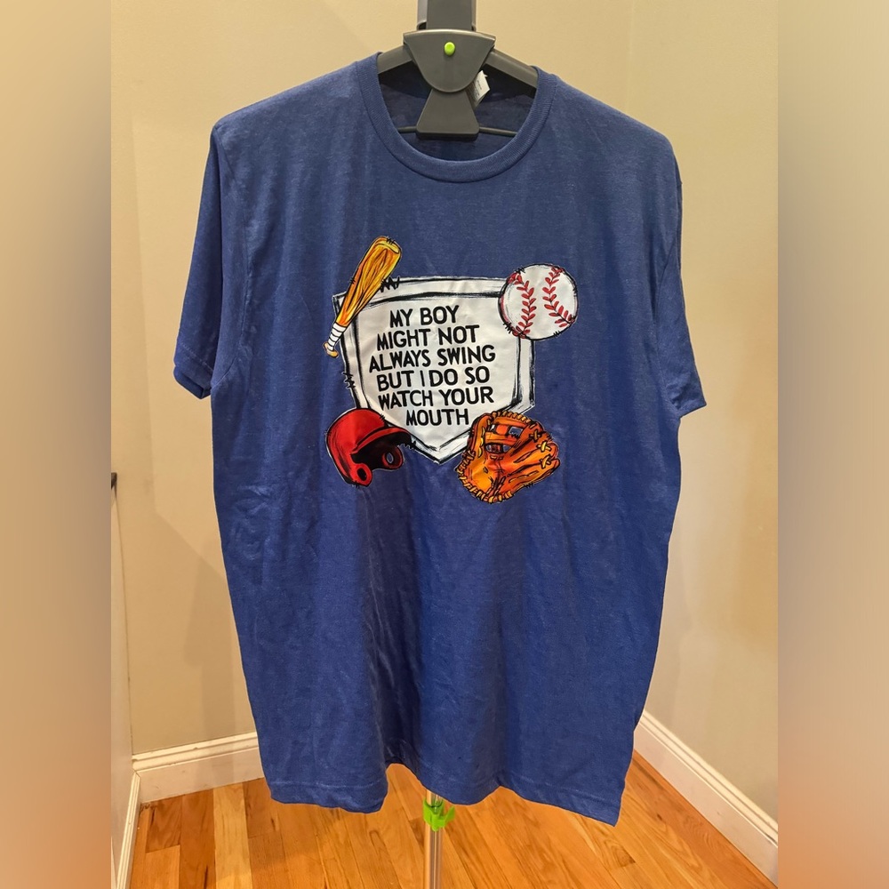 Royal Blue Graphic Baseball Tee - L